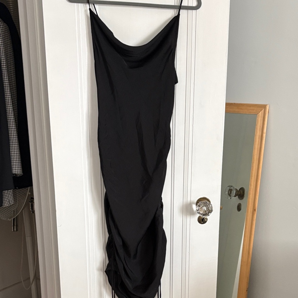 Free People Elegant Black Draped Midi Dress